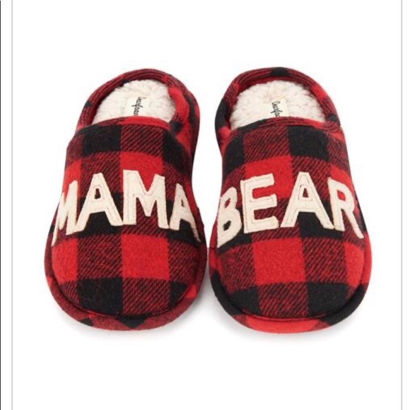 buffalo plaid mama bear slippers